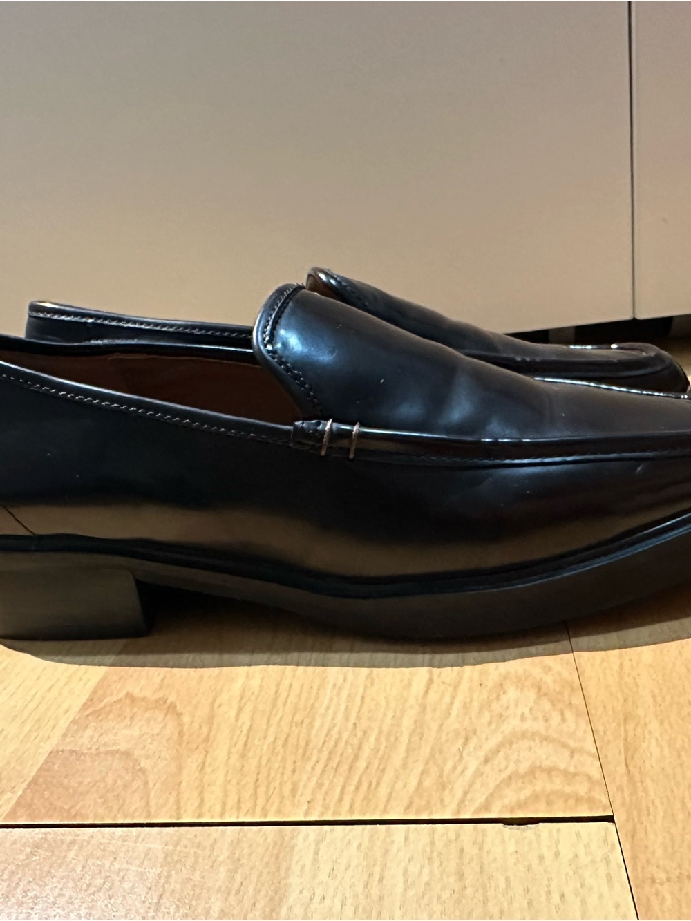 Black Leather Men's Slip-On Dress Loafers